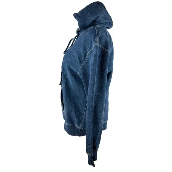 Vintage Gap x RED Hoodie Large Navy Distressed LS Fleece Lined Street Grunge Y2K - Picture 7 of 16